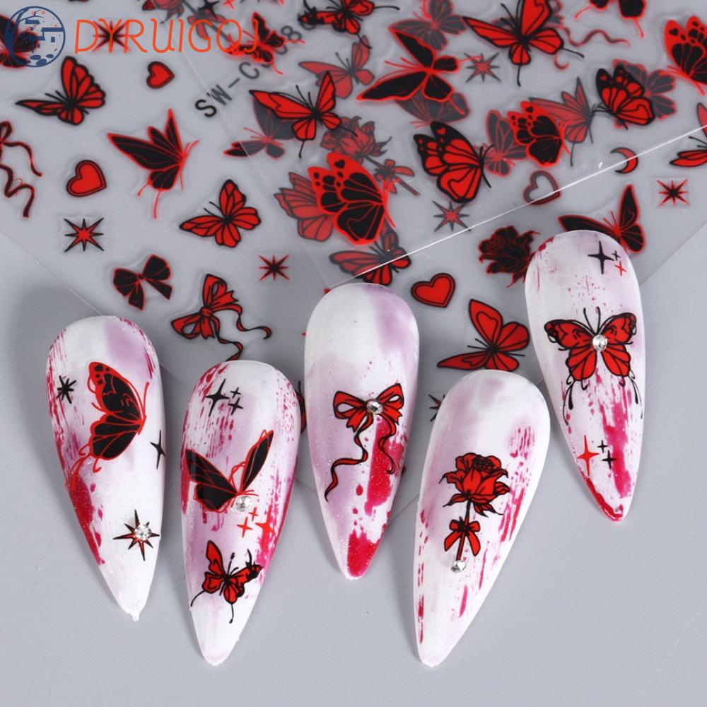 Miếng Dán Trang Trí Móng Tay Họa Tiết Bướm / Trái Tim / Ngôi Sao Phong Cách Nhật Bản Thời Trang