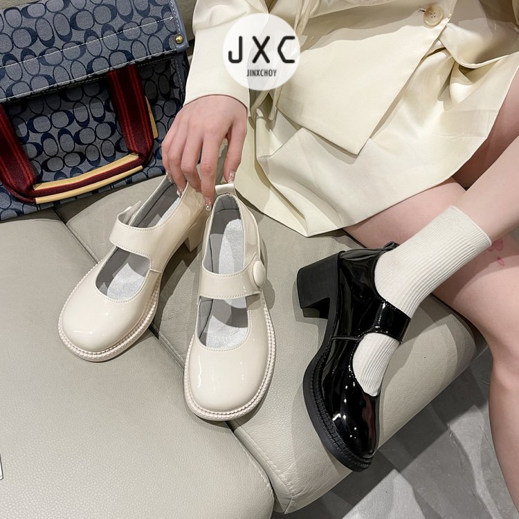 JINxCHOY Giày Cao Gót Mũi Tròn Thiết Kế Mới Cao Cấp Thời Trang