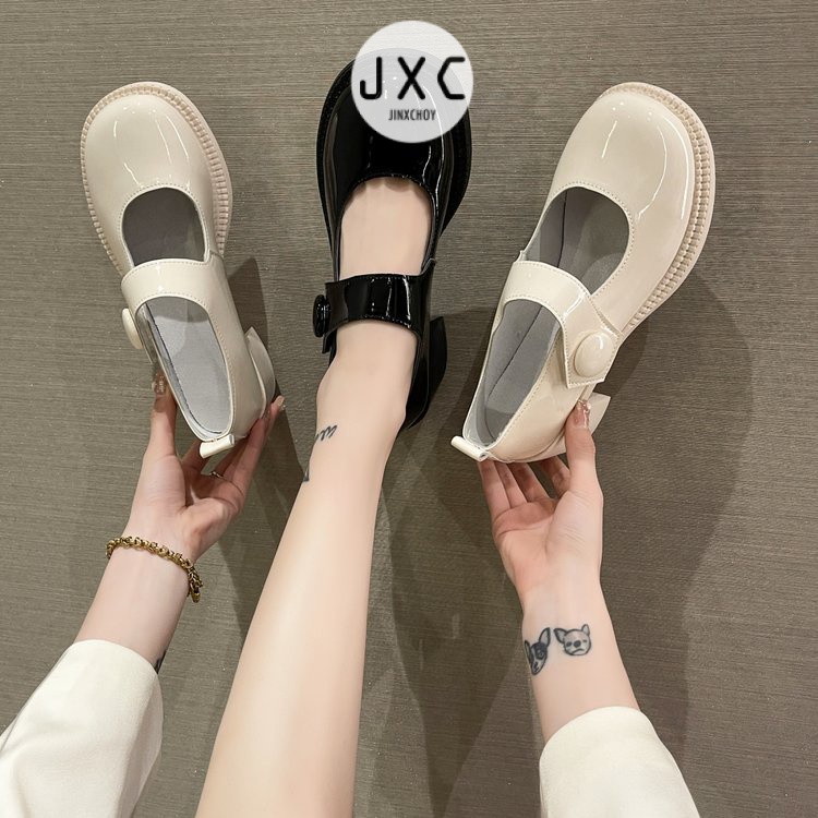 JINxCHOY Giày Cao Gót Mũi Tròn Thiết Kế Mới Cao Cấp Thời Trang