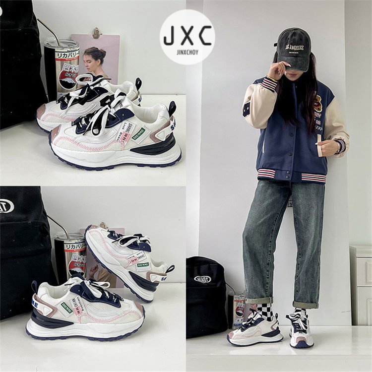 Giày Thể Thao Mũi Tròn Cột Dây Thoáng Khí Trọng Lượng Nhẹ Thời Trang Ulzzang
