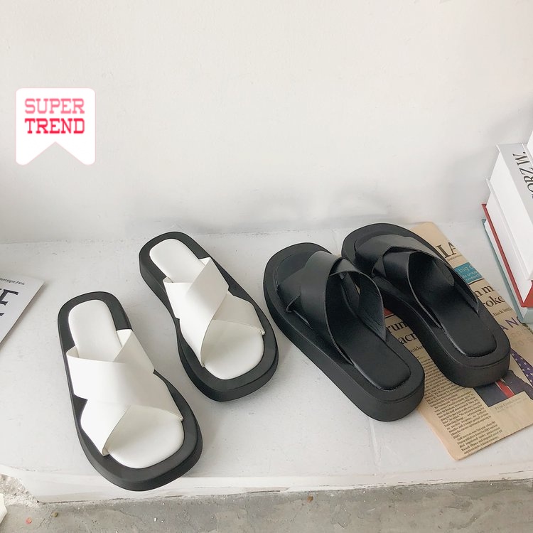 Dép nữ đế bệt quai ngang thoải mái thời trang