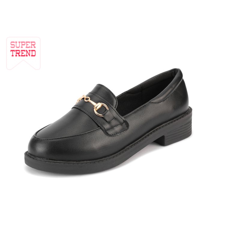 Giày Lười Nữ Mũi Tròn Màu Trơn Phong Cách Hàn Quốc