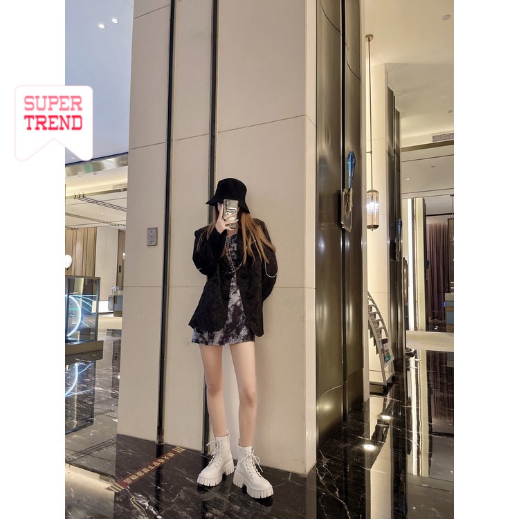 Giày bốt Martin mũi tròn kiểu thắt dây thiết kế thoải mái cá tính hợp thời trang