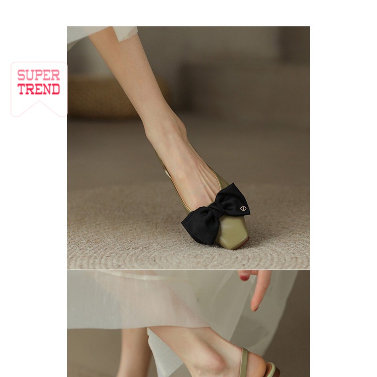 Giày Sandal Mũi Vuông Thắt Nơ Phong Cách Mới Hợp Thời Trang