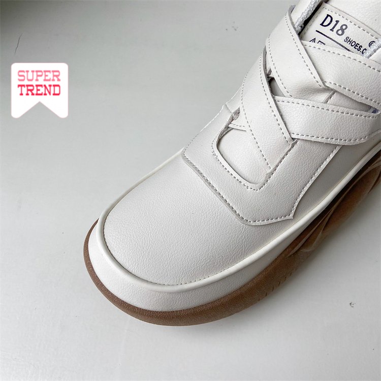 Giày Thể Thao Mũi Tròn Màu Trơn Khóa Dán Thoải Mái Thời Trang