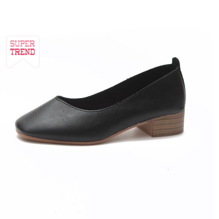 Giày Da Mềm Đế Vuông Thời Trang Cho Nữ