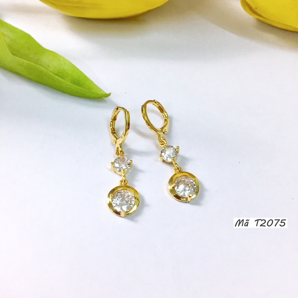 Khuyên Tai Nữ Đính Đá T2075, Bông Tai Dáng DÀi Cho Nữ
