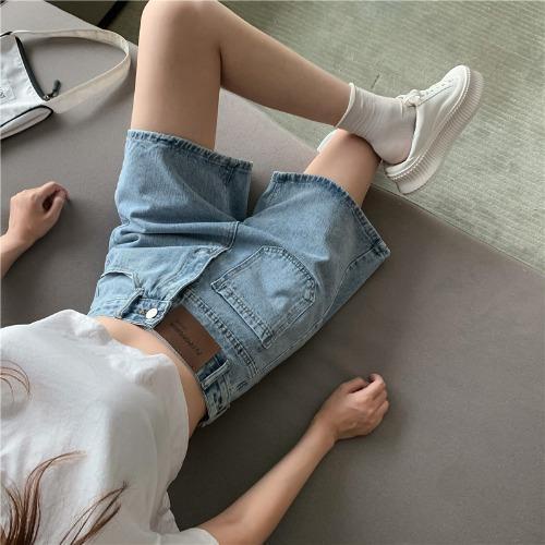 Cozok Quần Short Denim Lưng Cao Ống Suông Thoải Mái Phong Cách Đa Năng