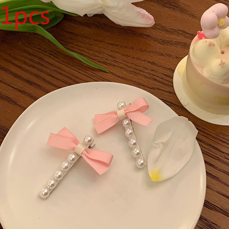 Kẹp Tóc Hình Nơ Đính Ngọc Trai Nhân Tạo Phong Cách Hàn Quốc