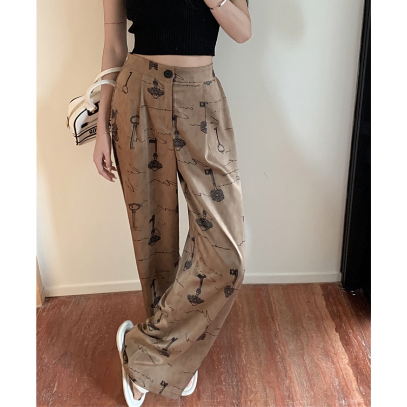 Quần Dài Ống Rộng Lưng Cao In Họa Tiết Thời Trang Cho Nữ