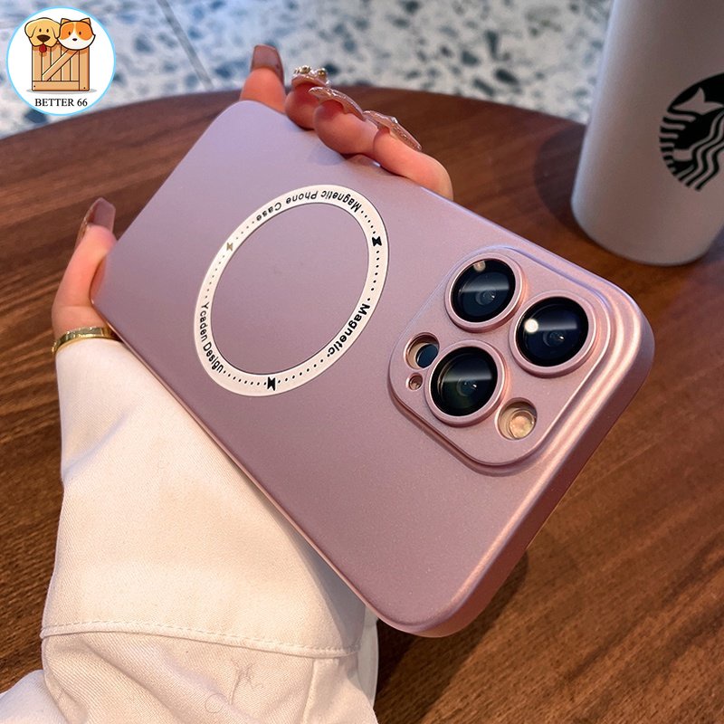 Ốp Điện Thoại Silicon Mềm Nhám Từ Tính Bảo Vệ Ống Kính Sạc Không Dây Cho Iphone 13 11 12 14 Pro Max 14 Plus