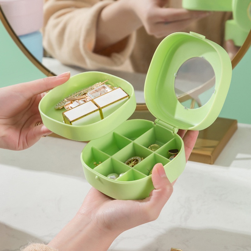 Hộp Đựng Trang Sức Để Bàn Hai Tầng Mini Bằng ABS Chống Oxy Hóa Chống Bụi Màu Sắc Ngọt Ngào