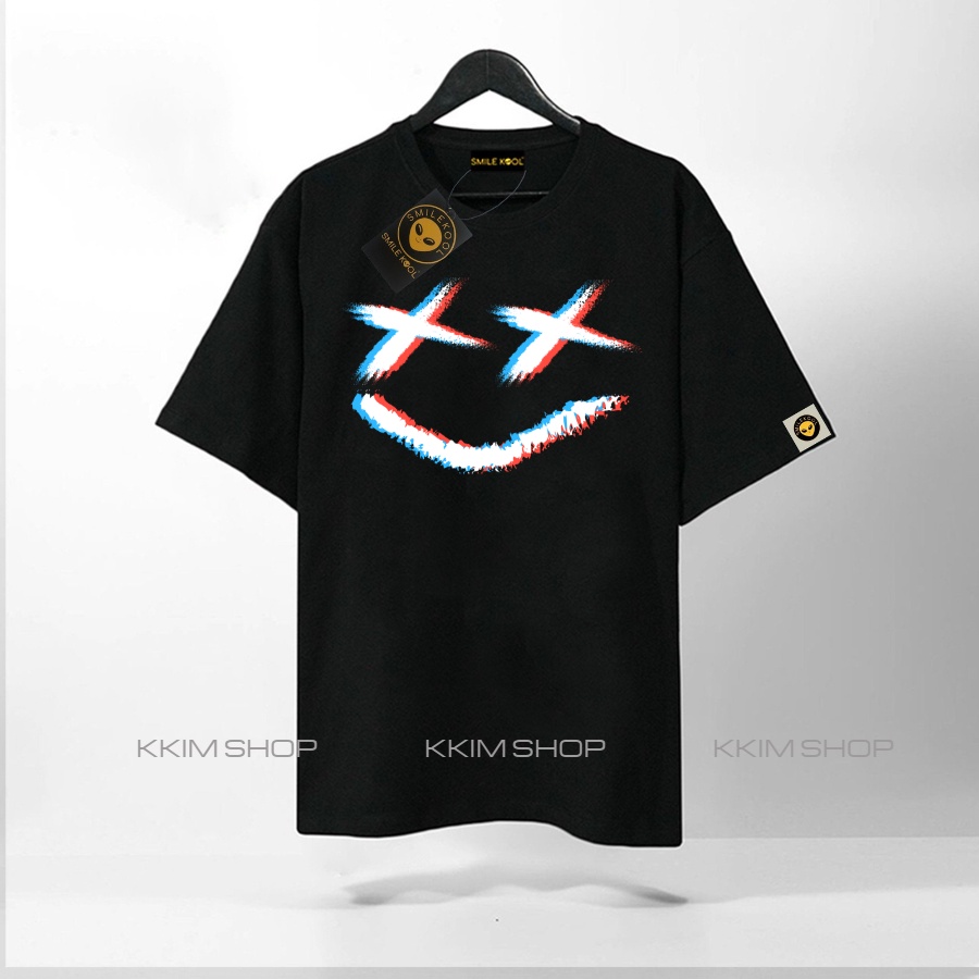 Áo Thun Tay Lỡ SMILE KOOL Phối Màu , Form rộng oversize, unisex nam nữ, chất vải thun Cotton XƯỞNG KKIM.