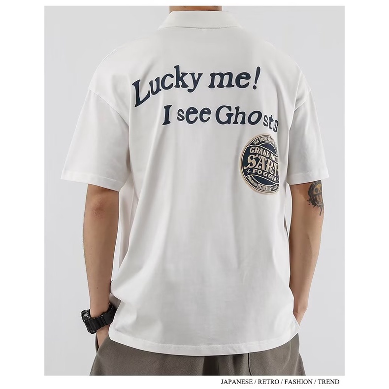 Áo Thun polo Tay Ngắn Dáng Rộng Thiết Kế Đơn Giản Dễ Phối Đồ Cho Nam