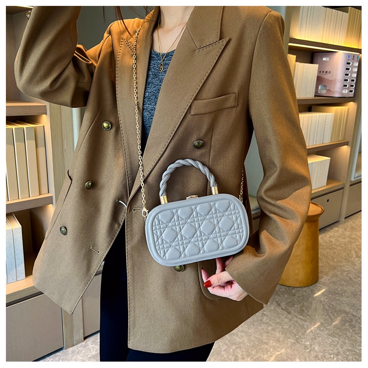 Túi Xách JASMIN NOIR Tote Hộp Dài Nhỏ Hai Dây Xích Kẻ Sọc Caro Hàn Quốc Cho Nữ