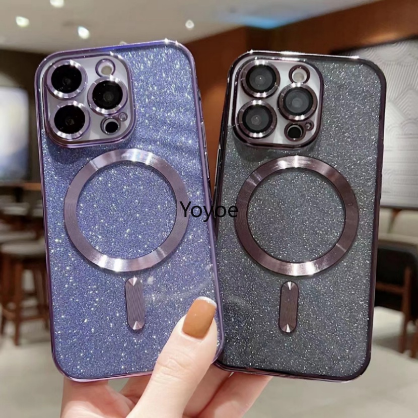 Ốp Điện Thoại Mềm Trong Suốt Mạ Điện Từ Tính Sang Trọng Cho iPhone 14 Plus 14 13 Pro Max
