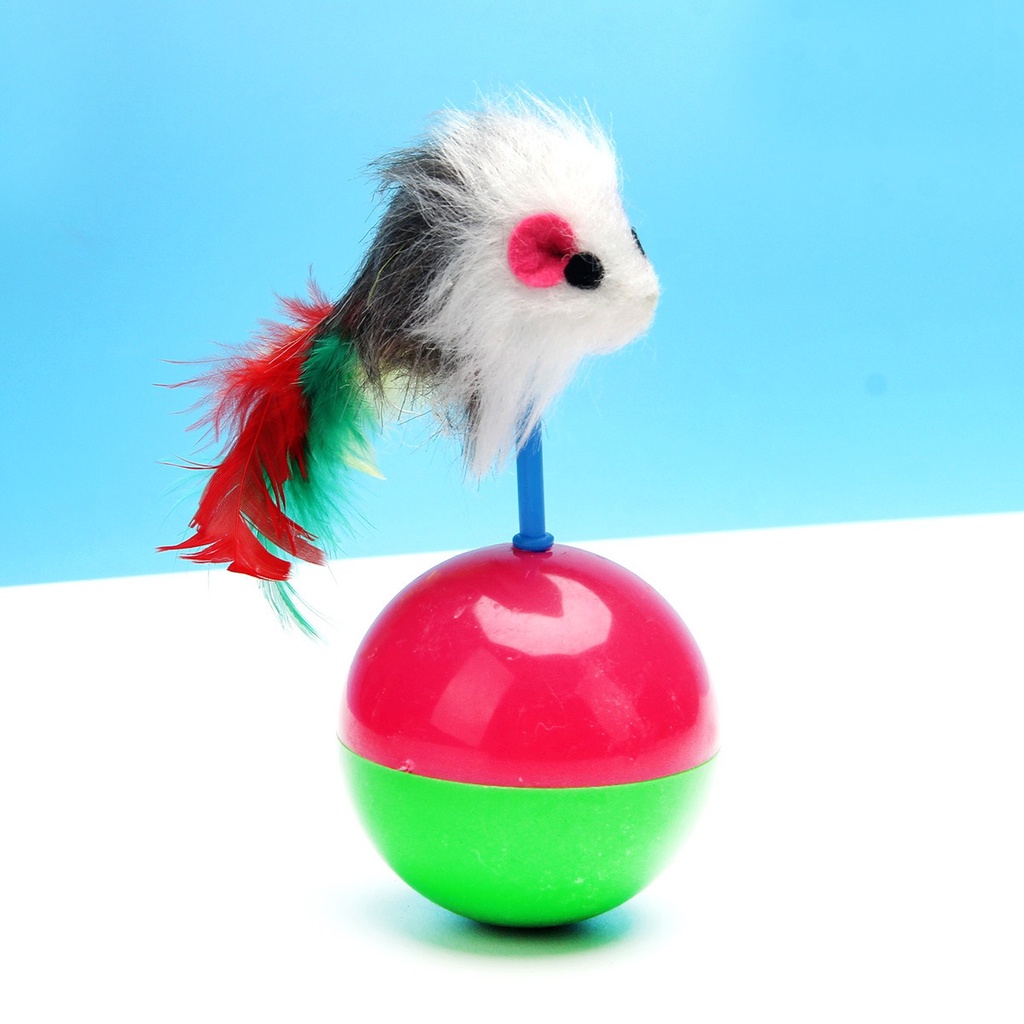 Đồ Chơi Tương Tác Với Mèo Hình Chuột Bằng Lông Vũ Dễ Thương