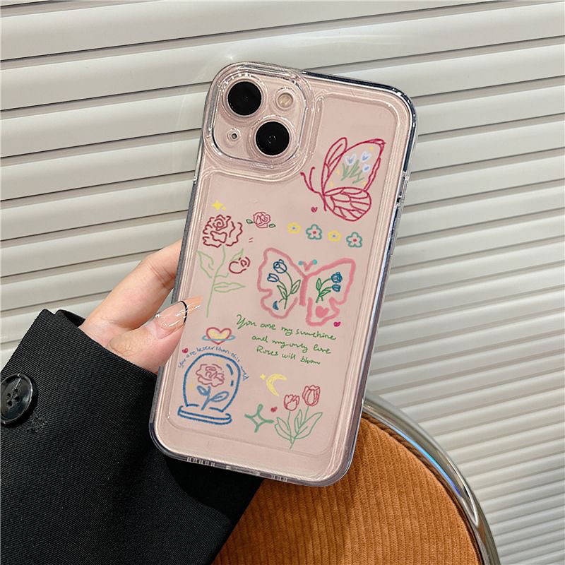 INS Graffiti Flower Butterfly 14 for Iphone13promax Phone Case 11 Spring XR Female 8P Apple 12 ekSt