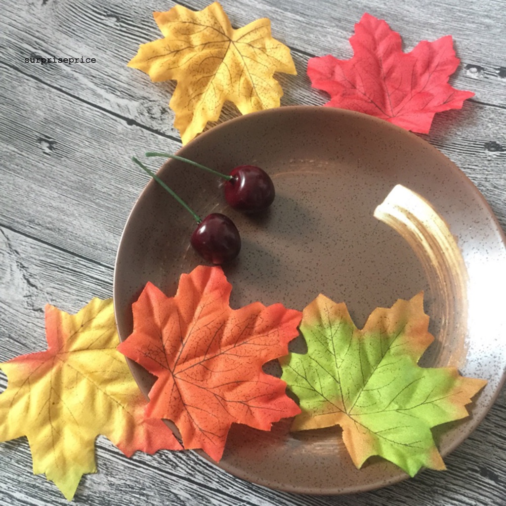 Set 100 Lá Phong Giả Bằng Vải Mịn Dùng Trang Trí Tiệc Cưới / Halloween