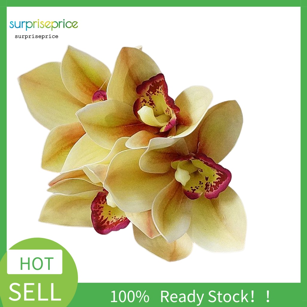 Cành 4 Nhánh Hoa Cymbidium Nhân Tạo Chống Thời Tiết Sống Động Như Thật Trang Trí Nhà Cửa