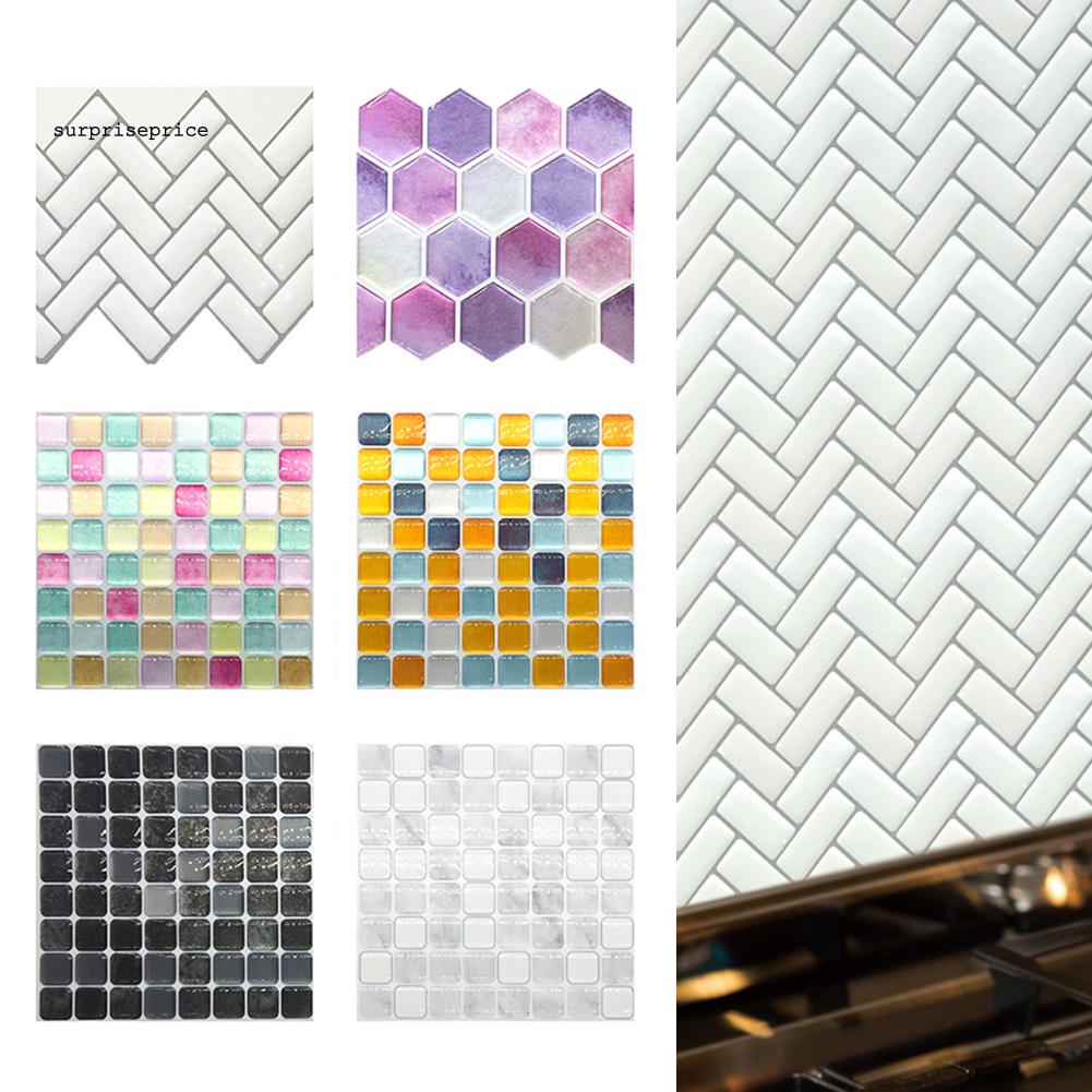 Sticker Dán Tường Tự Dính Họa Tiết Gạch 3D Chống Nước Trang Trí Nhà Bếp DIY