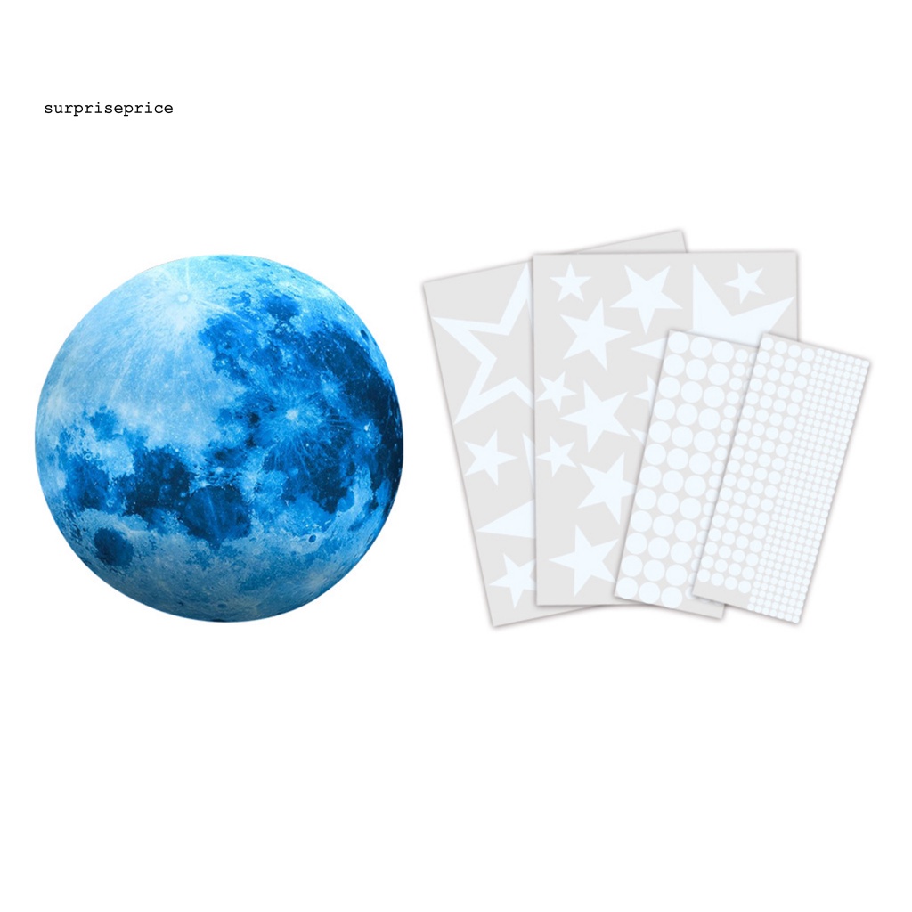 1 Bộ Sticker Dán Tường Bằng PVC Phát Quang Hình Trăng Sao Dùng Trang Trí Phòng Ngủ