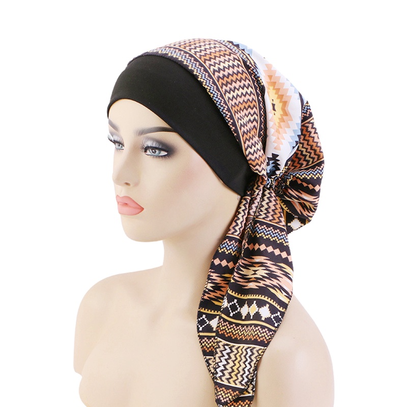 Khăn Turban Trùm Đầu Co Giãn In Họa Tiết Phong Cách Hồi Giáo