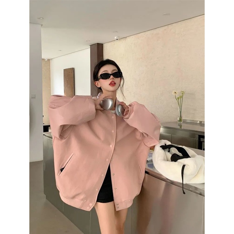 Áo Khoác Bóng Chày Dáng Rộng Thời Trang Xuân Thu Phong Cách Mỹ Hàng Mới Dành Cho Bạn Nữ