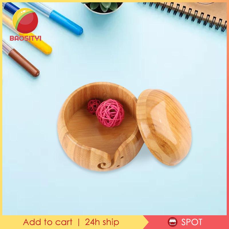 [Baosity 1] Bát Đan Len Bằng Gỗ Có Lỗ Giá Đỡ