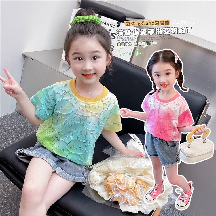 CALOBABYSIÊU KHUYẾN MÃIáo phông cho bé gái  thời trang trẻ em áo quần bé gái áo thun cho bé gái áo phông trẻ em áo cộc tay bé gái quần áo bé gái mùa hè áo kiểu bé gái bộ thunToàn Bộ Áo Thun Tay Ngắn In Hình Thỏ Đáng Yêu