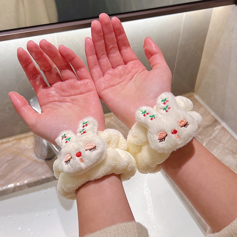 Băng Đô Rửa Mặt Thấm Hút Mồ Hôi Bằng Vải Flannel Dễ Thương Thoải Mái