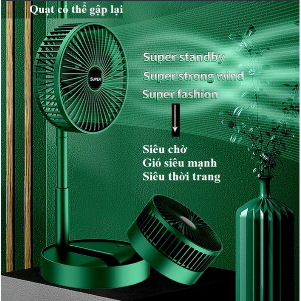 Quạt Tích Điện Gấp Gọn 3 Cánh Để Bàn Super Mini, SIÊU BỀN , SIÊU ÊM