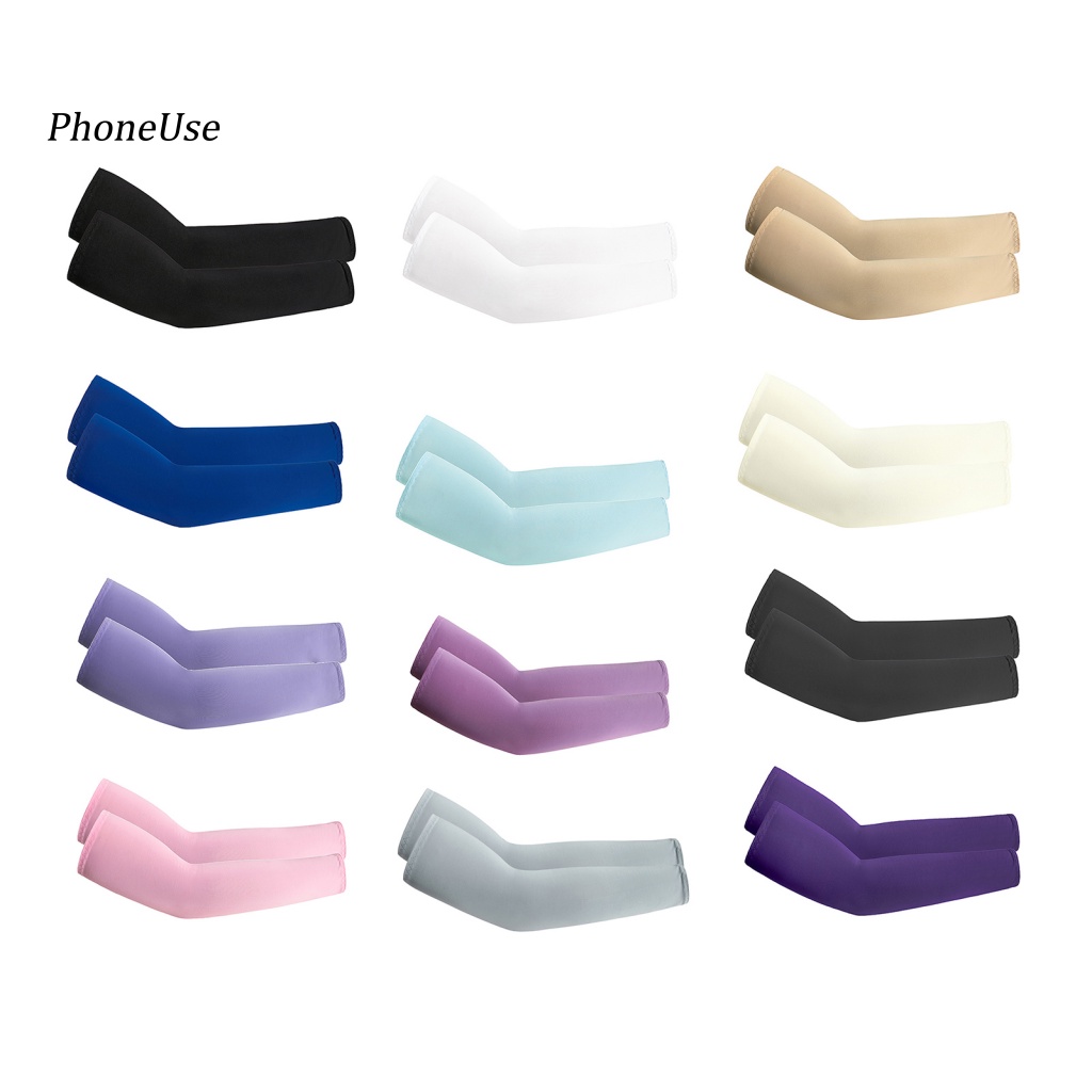 Set 2 Găng Tay Da PU Co Giãn Bảo Vệ Cánh Tay Chống Tia UV Khi Đạp Xe / Câu Cá