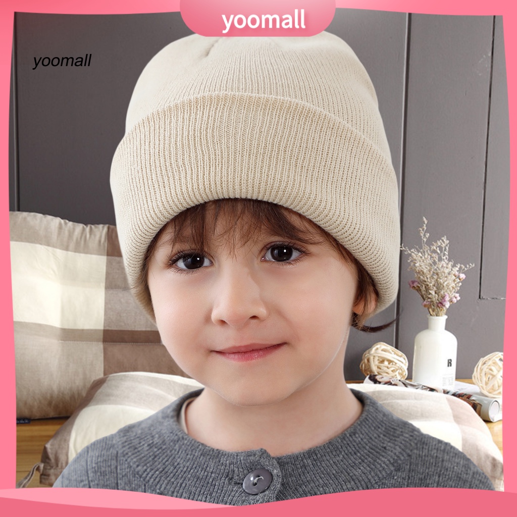 Mũ Beanie Dệt Kim Dày Dặn Màu Kẹo Ngọt Thời Trang Mùa Đông Cho Bé