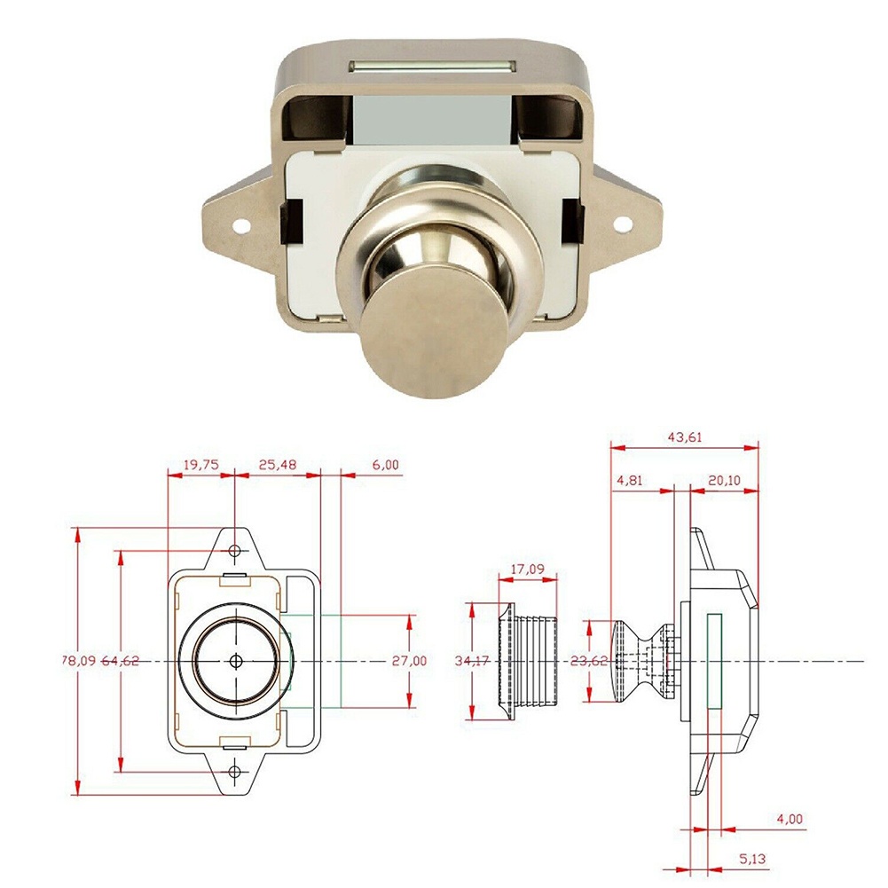 Nút Nhấn Khóa Cửa Tủ Chén / Tủ Caravan Rv