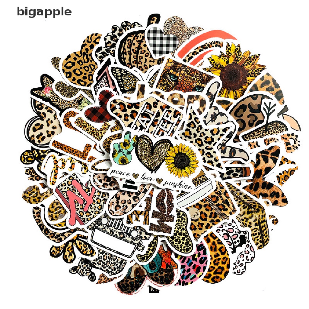 Bộ 50 Miếng Dán Họa Tiết Da Báo Thời Trang Dùng Trang Trí Điện Thoại / Notebook / Xe Đạp