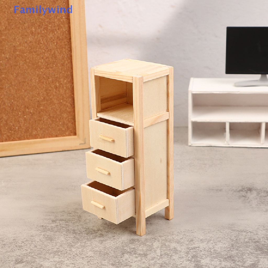 Familywind&gt; 1:12 Dollhouse Miniature Storage Cabinet Chest Of Drawers Locker Vertical Model Furniture Home Model Decor Toy Doll House Accessories well