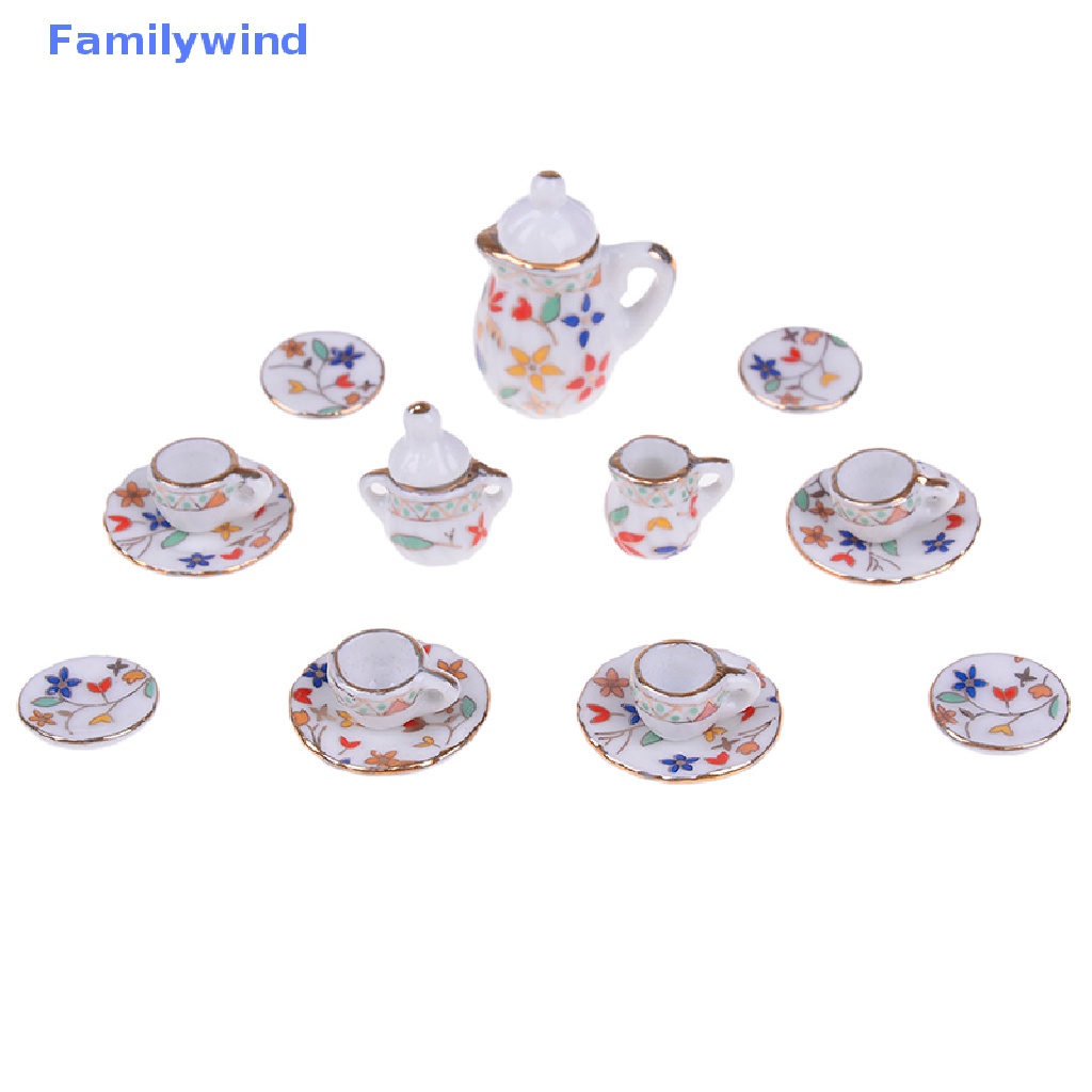 Bộ Ấm Chén Trà 15 Món Bằng Gốm Tỉ Lệ 1: 12 Trang Trí Nhà Búp Bê