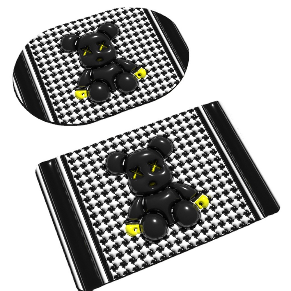 Thảm lót cửa chùi chân Chống Trượt Thấm Hút Tốt In Hình Gấu 3D Dễ Thương