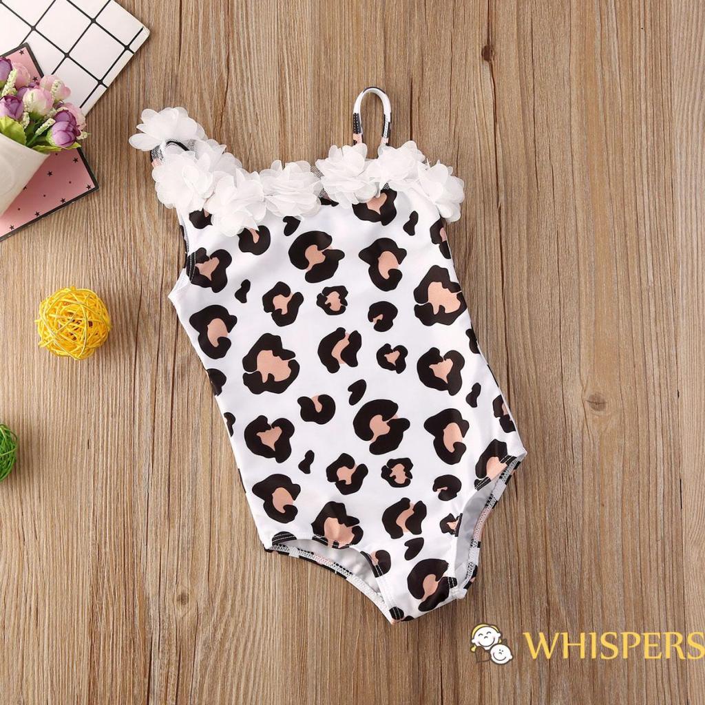 Bộ Đồ Bơi Phối Bèo Nhún Họa Tiết Hoa Hướng Dương / Da Báo Xinh Xắn Cho Bé Gái 0-5 Tuổi