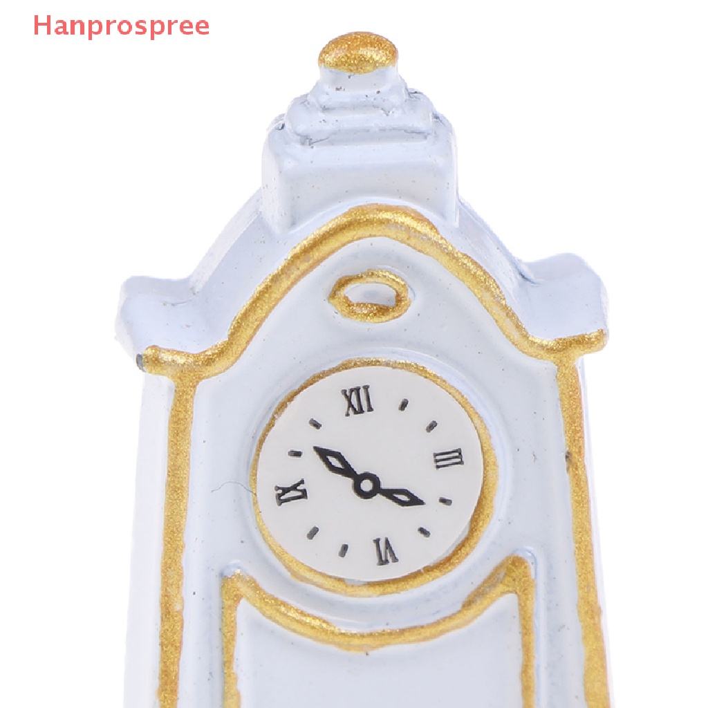 1 Đồng Hồ Để Bàn Màu Trắng Kiểu Retro 1: 12 Trang Trí Nhà Búp Bê