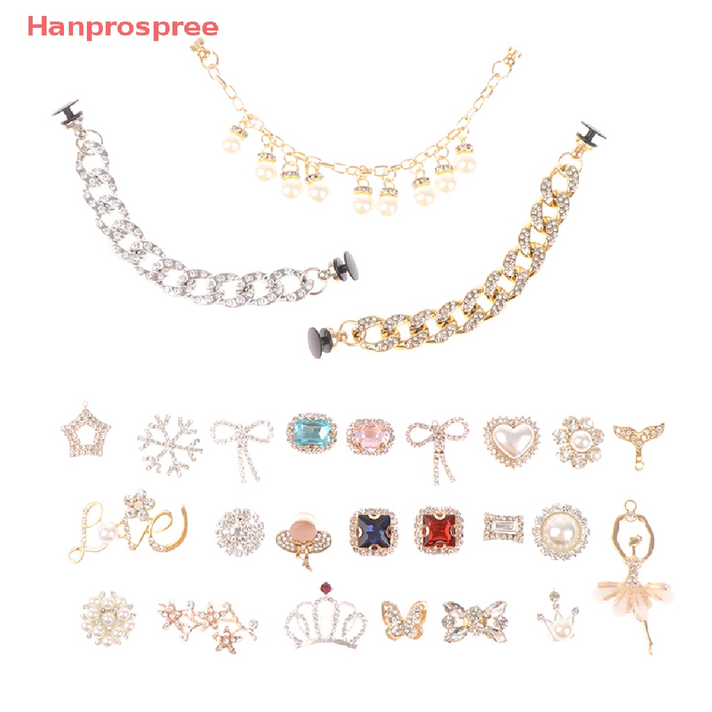 Hanprospree &gt; Phụ Kiện Đục Lỗ Chữ Ch Đính Đá Pha Lê Lấp Lánh Cho Giày C well