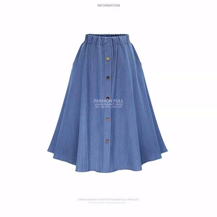 Chân váy jean Dài Dáng Rộng Lưng Thun Co Giãn Thiết Kế Mới Xinh Xắn Thời Trang