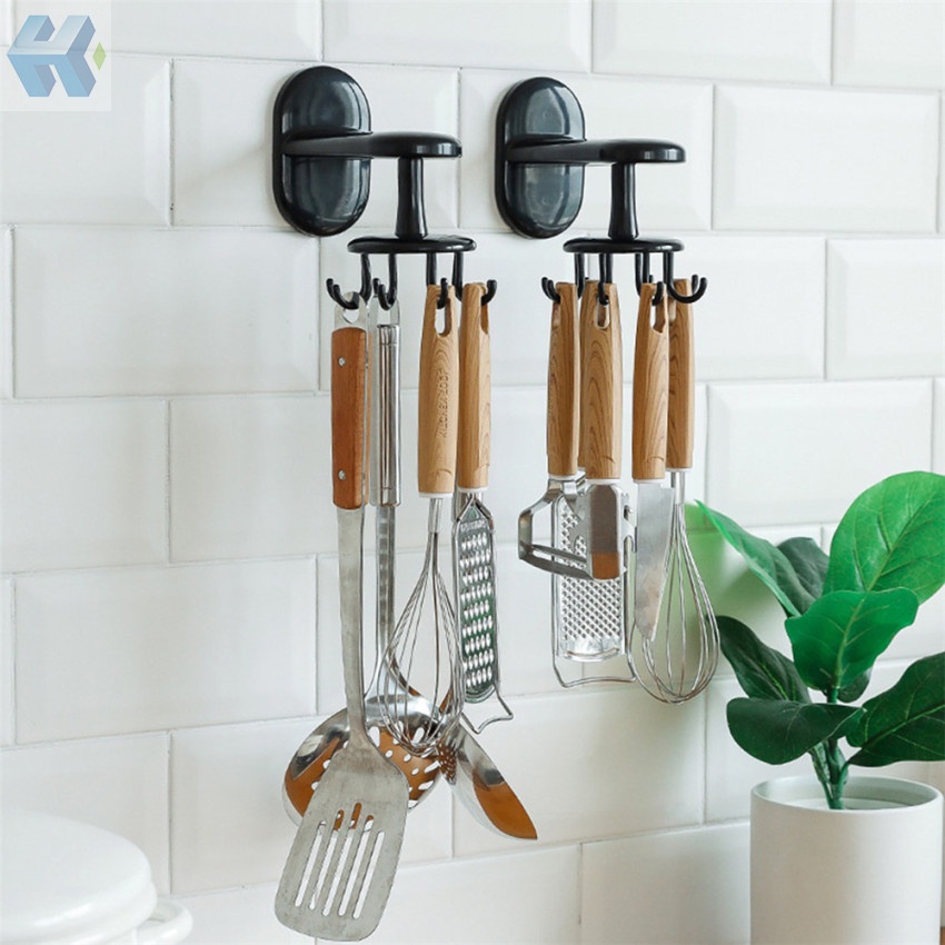 Bộ 2 Móc Treo Muỗng Gắn Tường Không Đục Lỗ Có Thể Xoay Được