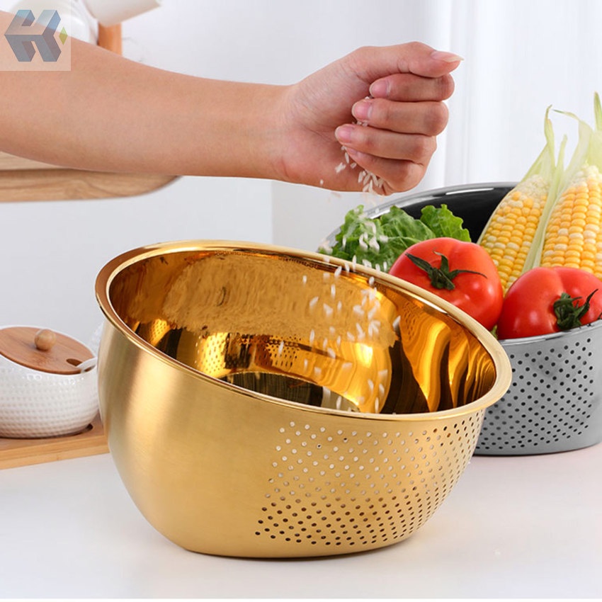 Rổ Làm Ráo Nước Rau Củ Quả Bằng Thép Không Gỉ Tiện Lợi Cho Nhà Bếp