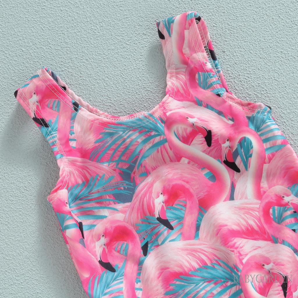 Bộ Đồ Bơi Một Mảnh Không Tay In Họa Tiết Hồng Hạc Dành Cho Bé Gái 6 Tháng - 3 Tuổi