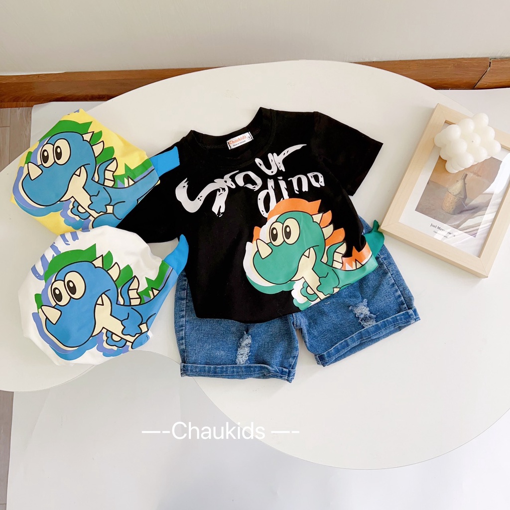 SALE SET CỘC TAY KHỦNG LONG QUẦN JEAN BÉ TRAI SIZE 8-18KG