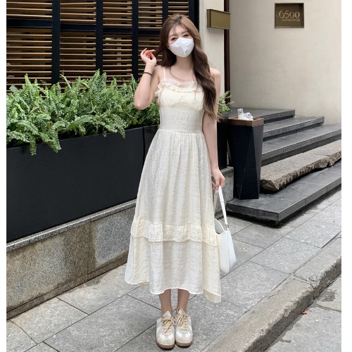 Đầm maxi hai dây xòe phong cách Ulzzang, năng động, tươi trẻ, váy dáng dài công chúa xinh xắn, phù hợp mặc đi biển, dạo