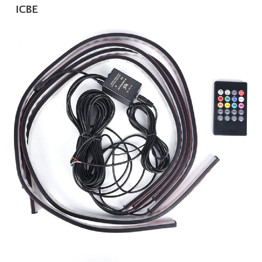 Set 4 Dải Đèn LED RGB Không Dây Điều Khiển Từ Xa Cho Xe Hơi