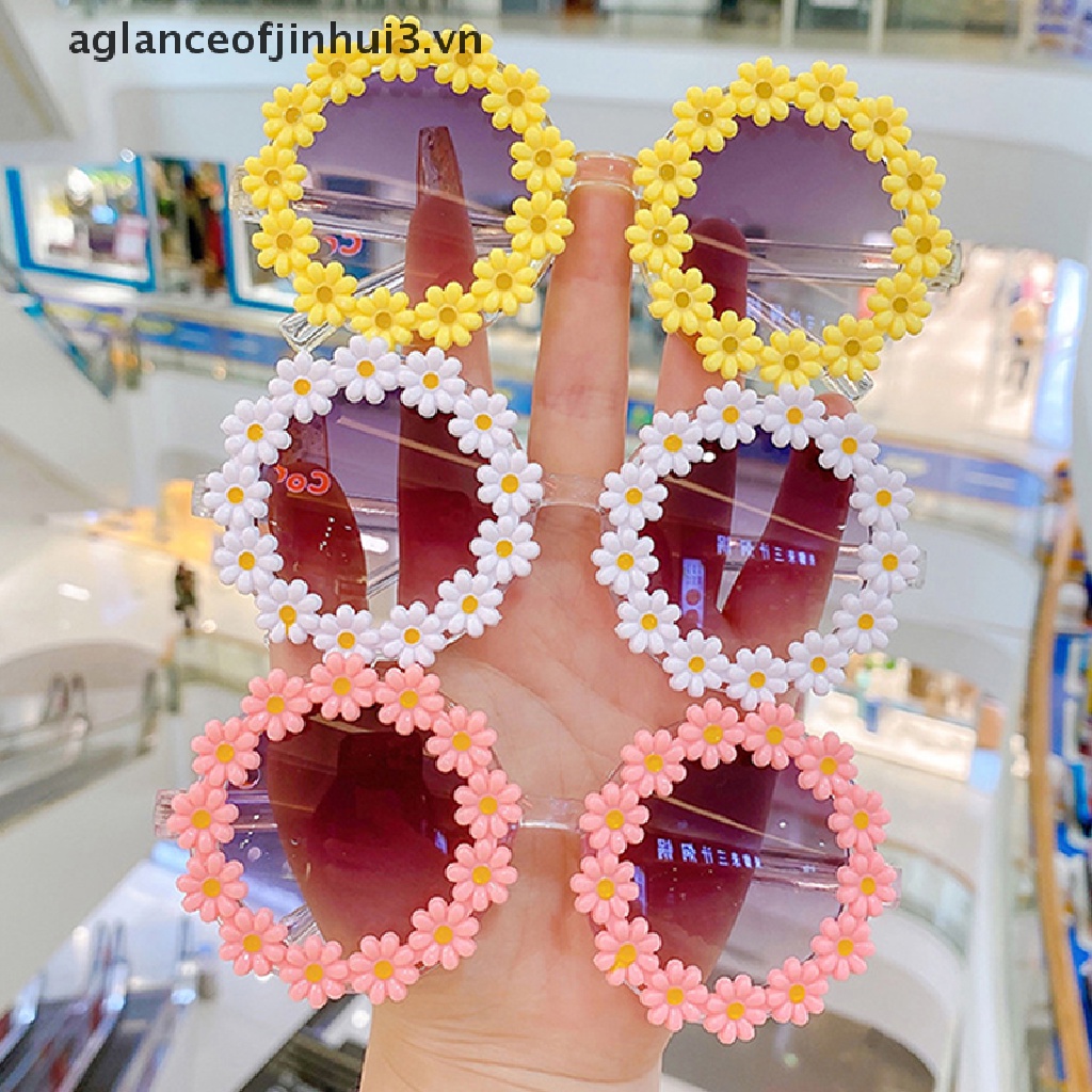 Kính Chống Nắng Tròng Tròn Họa Tiết Hoa Thời Trang Cho Bé